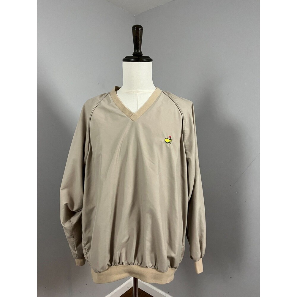 Masters Collection Vintage Golf Pullover Wind Shirt V-Neck Beige Men's XL - Picture 2 of 9